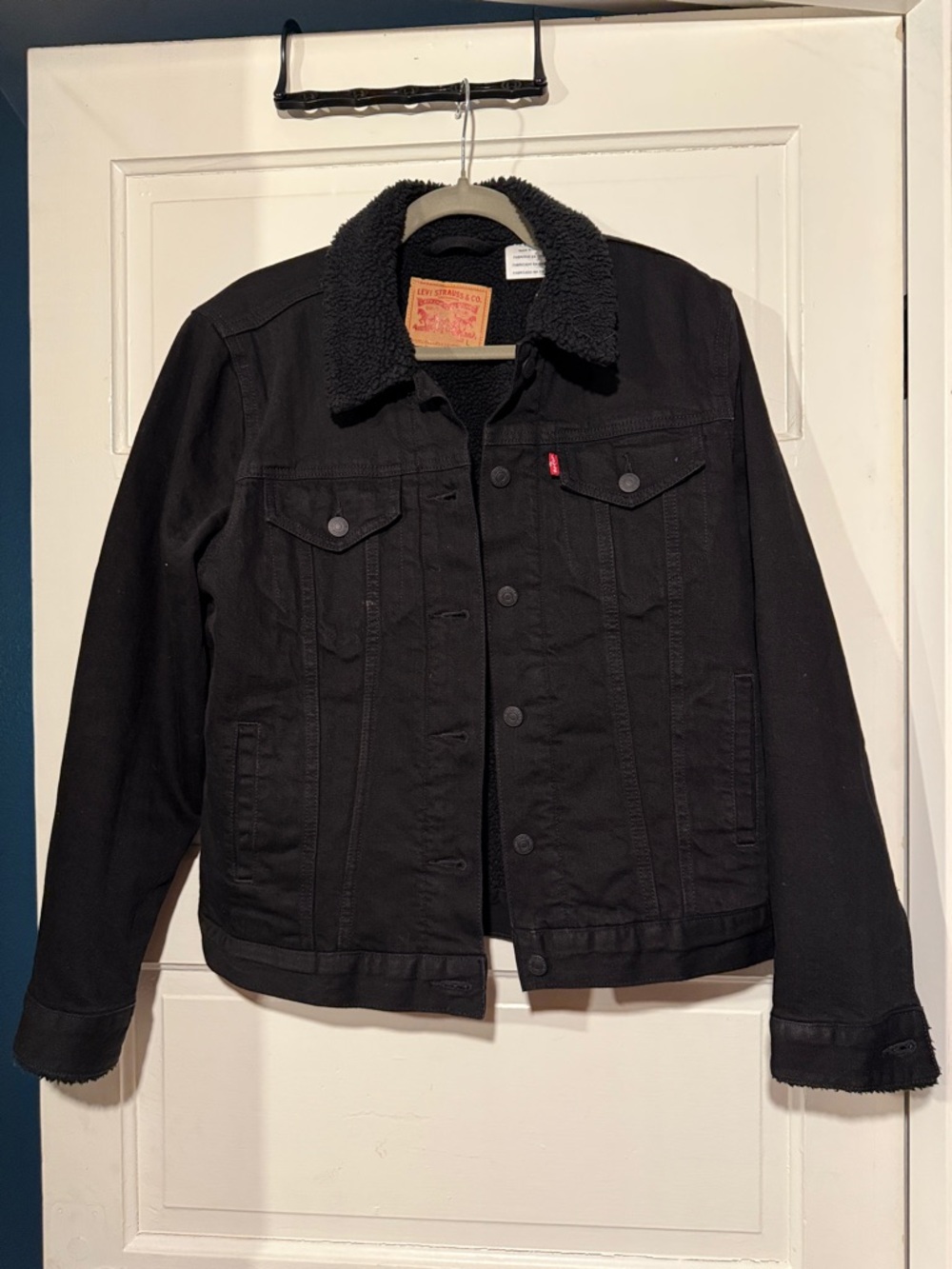 Levi's Black Sherpa-Trim Denim Jacket